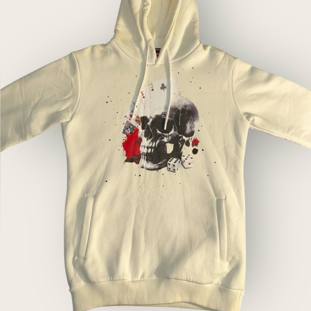 TAX3 Limited Skull Hoodie (Cream) Size Medium – Rare Streetwear Drop